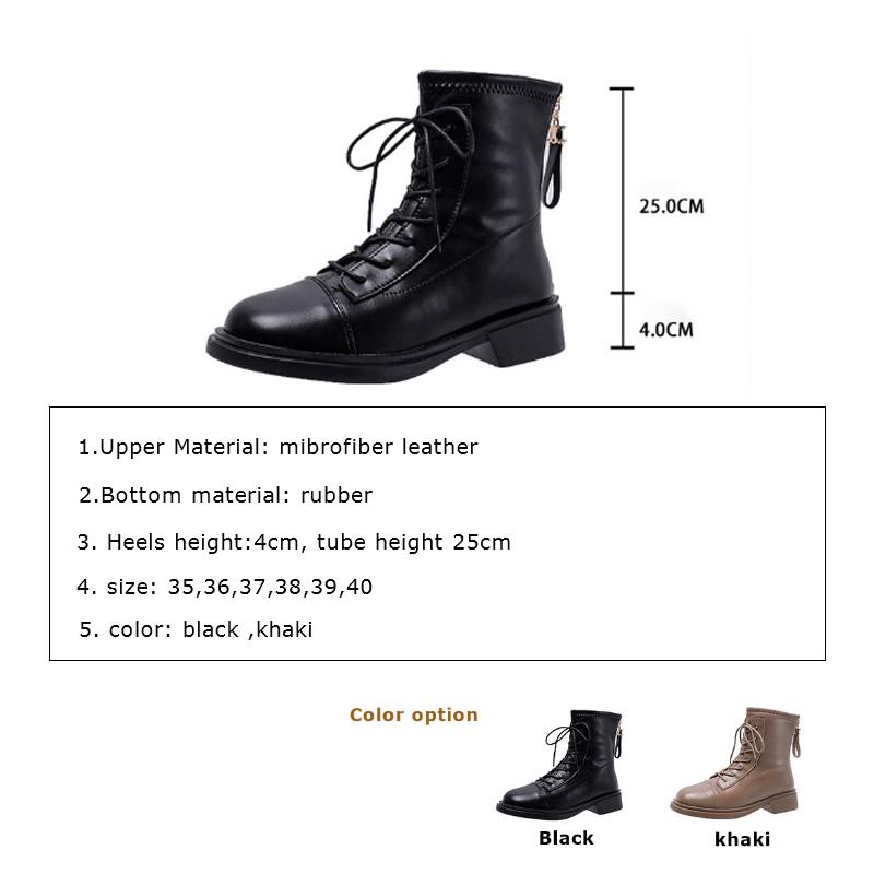 Feerldi Brand Woman shoes black Khaki Female Autumn Footwear 2024 New Casual Lace Up Women heels winter boots botas mujer