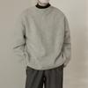 Men's Loose Fit Milk Tea Sweater: Trendy Autumn Pullover, Solid Knit, High-End Design, Versatile Heavyweight.