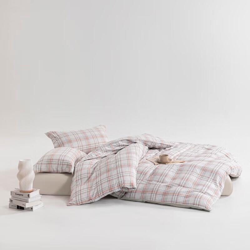 Muji Grün Kariert Gebürstetes Fleece 4-teiliges Bettwäsche-Set