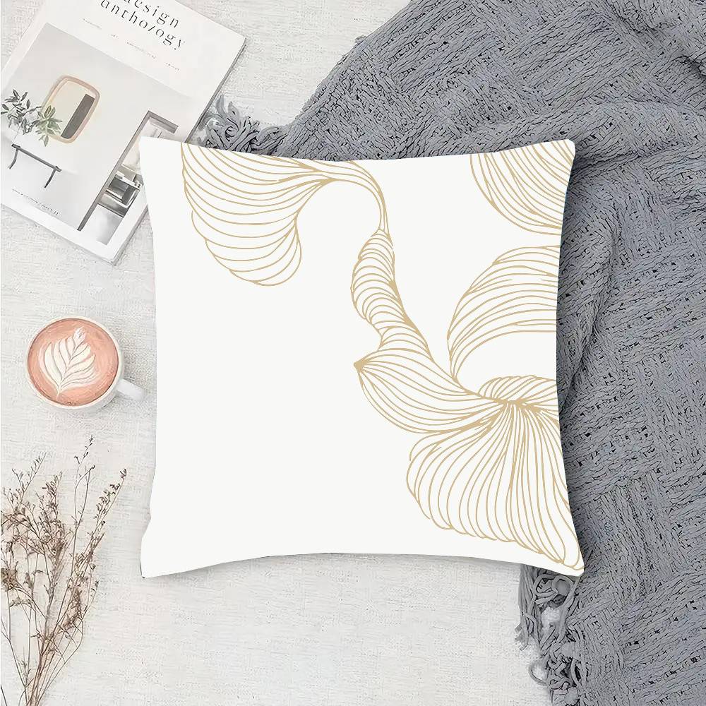 Gold Leaf Ginkgo Leaves Pillow Case Fashion Square Pillowcase Bedroom Sofa Room Ins Decoration Leisure