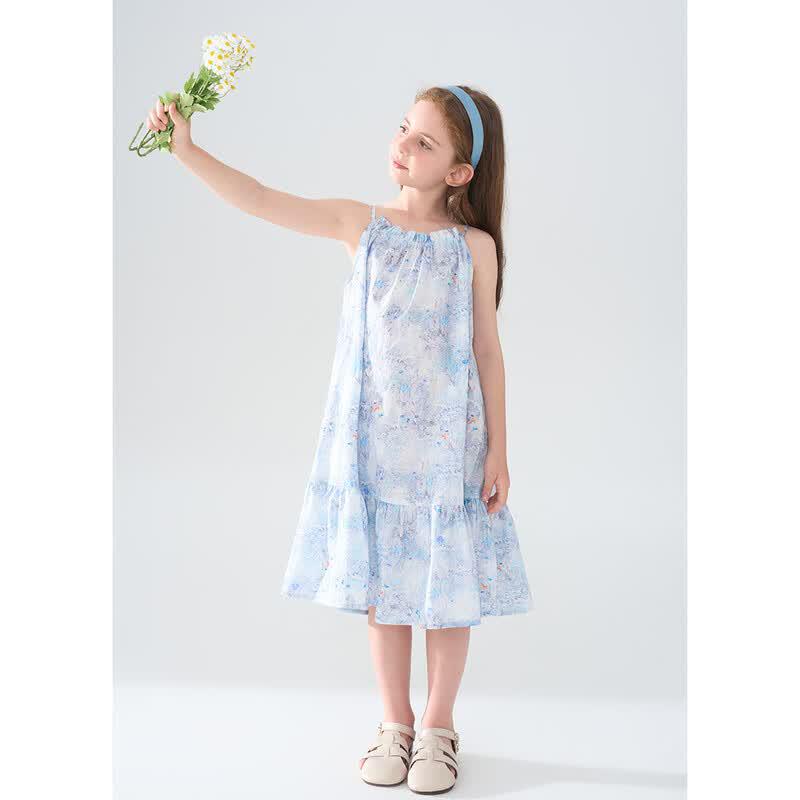 Montagut Girls' Floral Spaghetti Strap Summer Dress