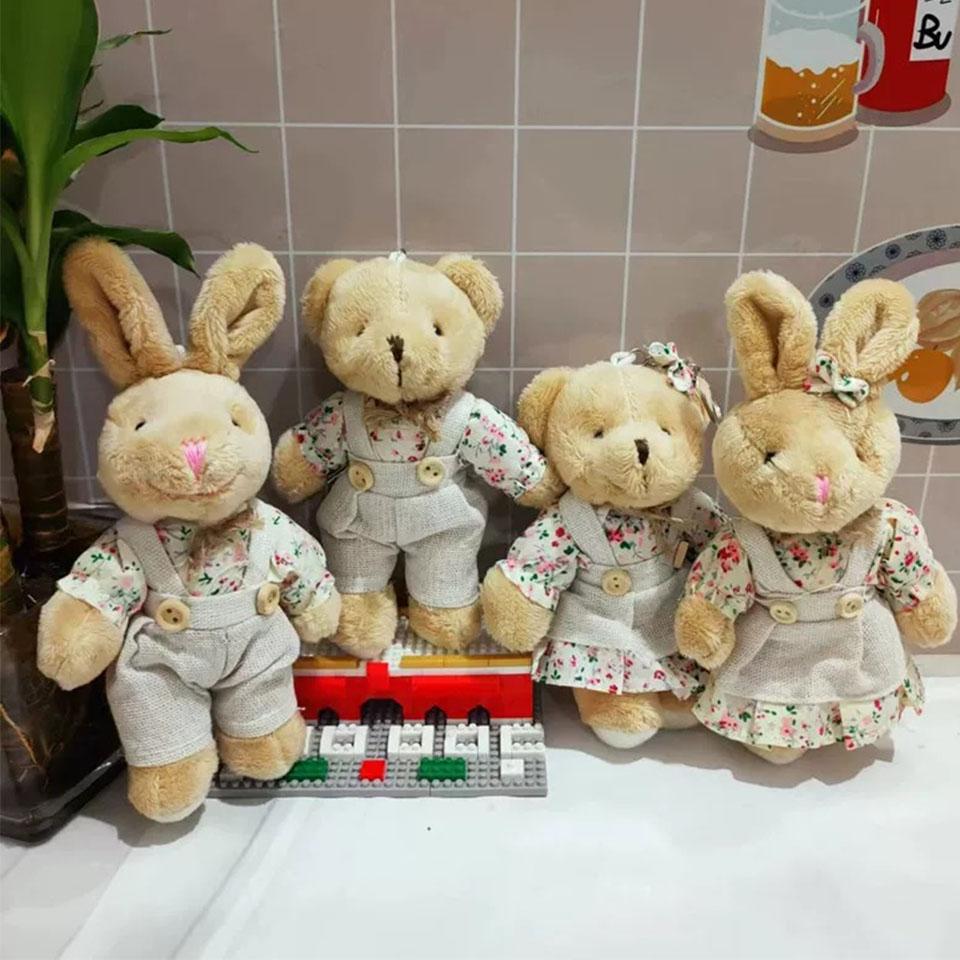 ZAKOL Cute Wear Clothes Bear Plush Toy Cartoon Rabbit Pendant Doll Keychain Backpack Car Bag Decoration Key Ring Girls Gift