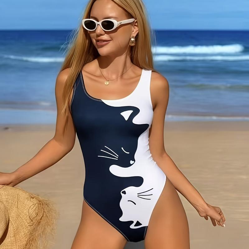Sommer Niedlicher Katzenprint Badeanzug