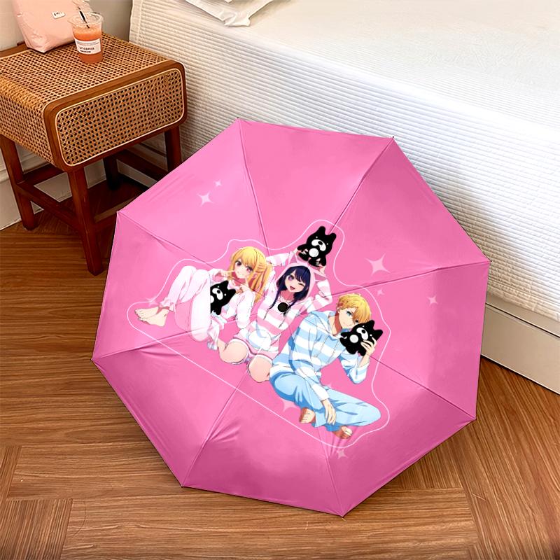 1 PC Automatic Folding Umbrella - Oshi No Ko Pattern, Portable & Foldable Design with 8 Ribs, Christmas Birthday Gifts