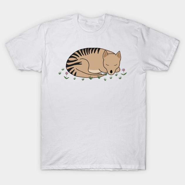 Men Black Print T-shirt Thylacine Sleeping No-Cut Transfer Paper Print Cotton Tshirt S белый