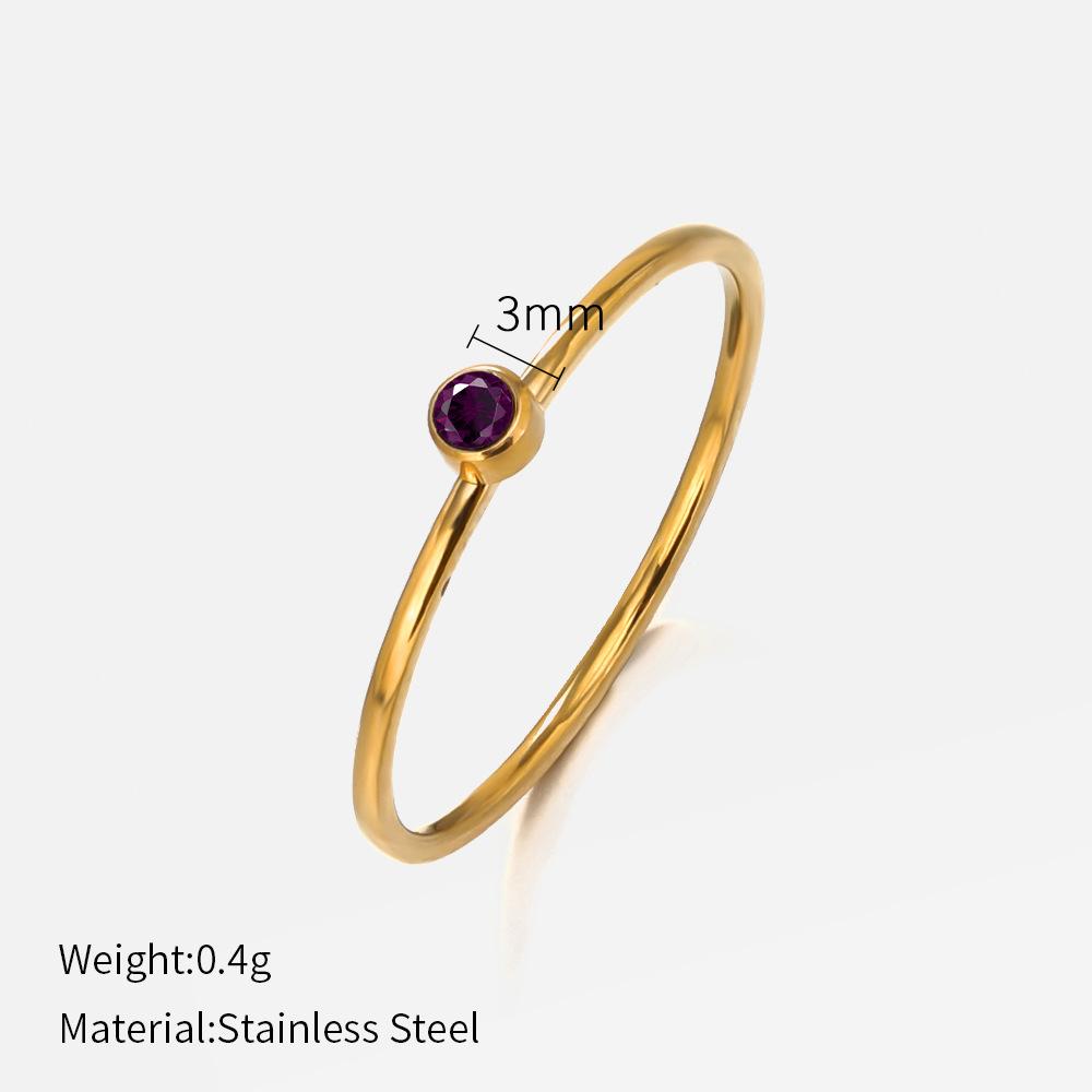 European and American fashion single colored diamond titanium steel ring female simple popular niche design plain ring stainless steel ring