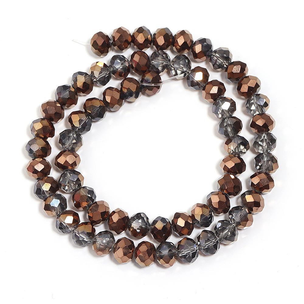 1 Strand 4 6 8mm Faceted Crystal Beads Gold Grey Glass Loose Spacer Beads For Jewelry Making DIY Bracelet Necklace Accessories