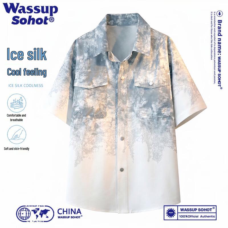 Wassup Sohot Men s Tie-Dye Gradient Shirt Jacket 3XL