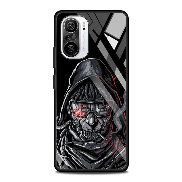 Pouzdro z tvrzeného skla pro Xiaomi Redmi Note 10 Pro Max 9 9s 7 8t 8 K40 K30 Pro Plus 9t 9c 8a 9a Phone Shell Japanese Samurai Art