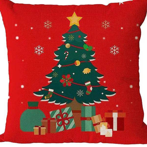 Merry Christmas Decor Cushion Cover x cm Pillow CaseCartoon Reindeer Santa Claus Printed Throw Pillowcase Linen Pillow Cover