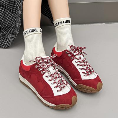 Niche Retro Red Mountaineering Shoes Outdoor Casual Sports Shoes Platform-soled German Training Shoes Personalized Height-enhancing Shoes