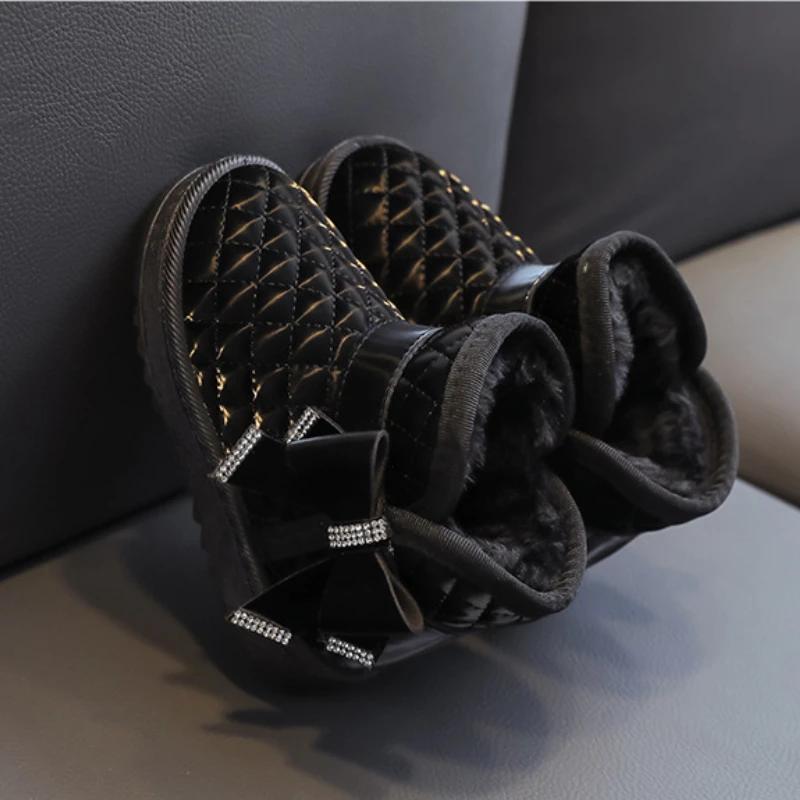Thick Soled Bowtie Warm Girls' Boots Trendy Comfort Children's Shoes Exquisite Elegant Lightweight Versatile Brand Winter Boots