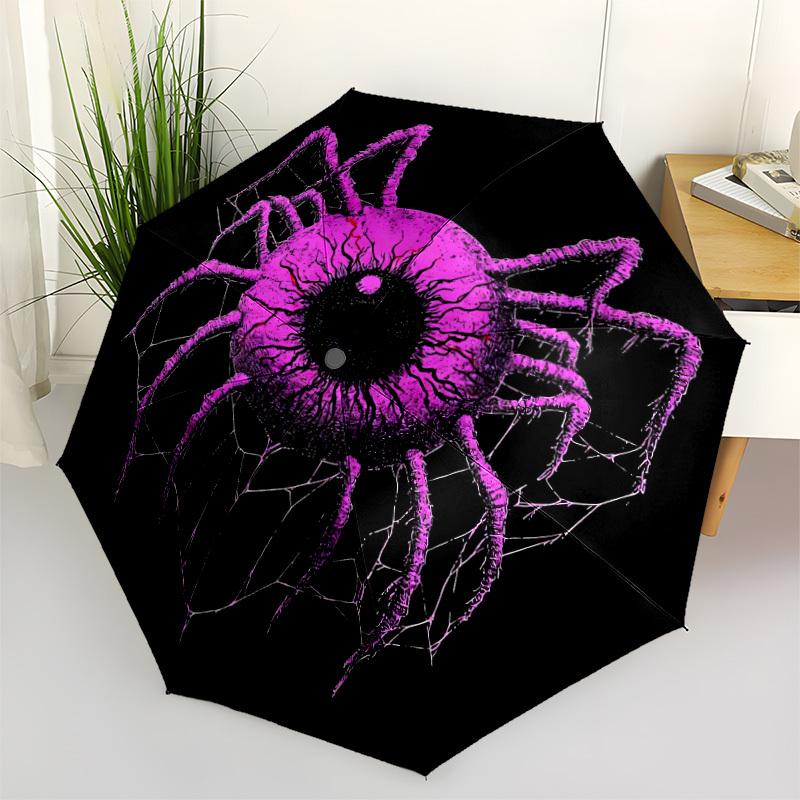 1pc Eye Spider Automatic Folding Umbrella, Lightweight Retractable Compact Travel Umbrella, 8-Rib Sturdy Frame, Fine Outdoor Umbrella120