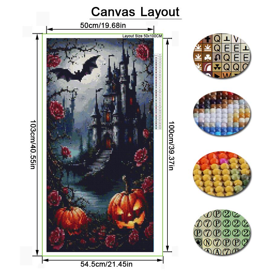 Schloss Fledermaus Kürbis Große Größe Diamantmalerei Tiere DIY Voll Quadratisch Rundbohrer Strassstickerei Rose Mosaik Kreuzstich-Sets Wanddekoration