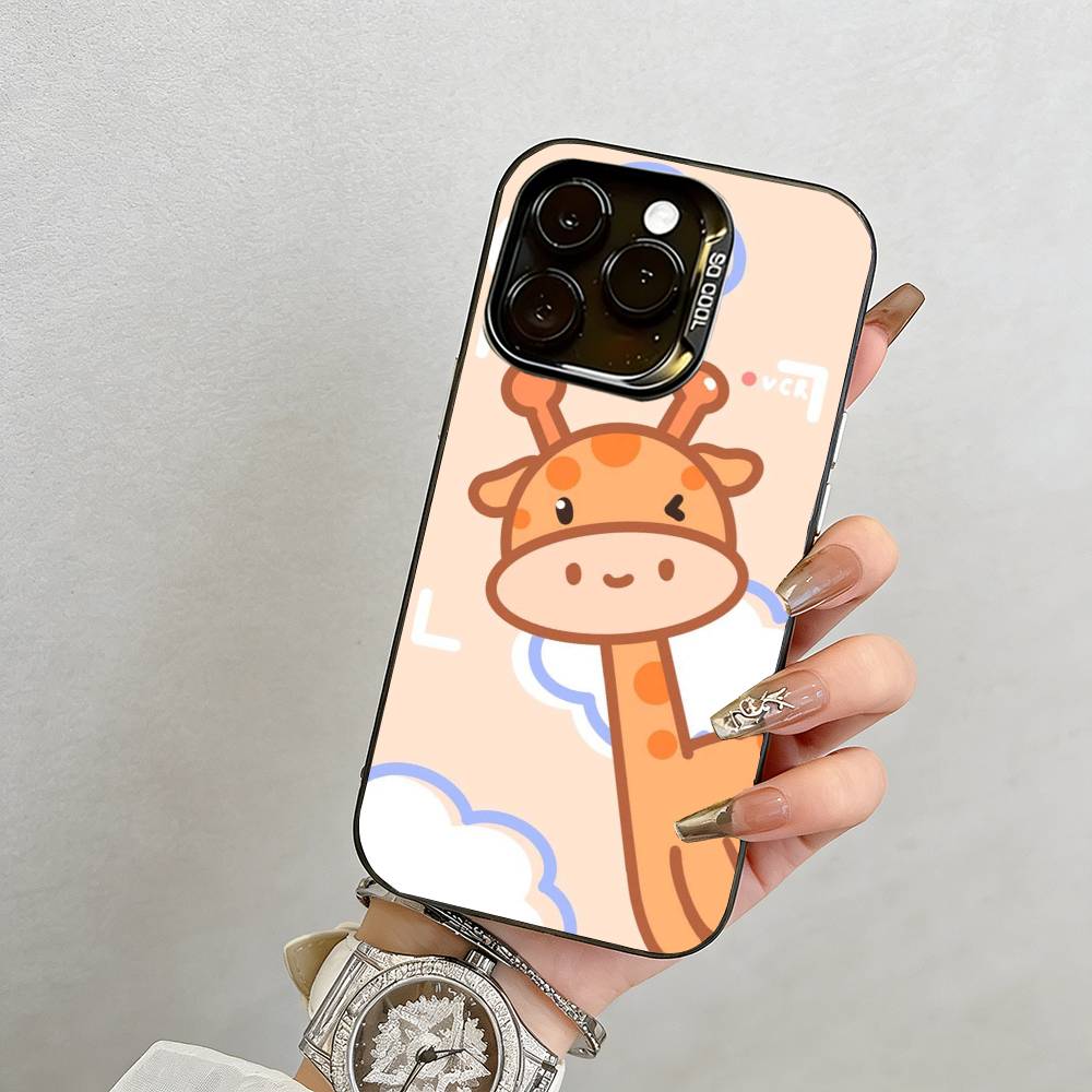 

Cute giraffe Phone Case For iPhone 17,16,15,14,13,12,11 Plus,Pro Max,XS,Colorful Silver Phone case Funda Cover iPhone17ProMax