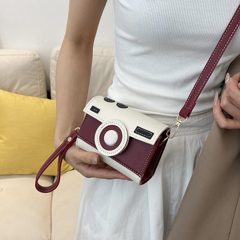 Small bag women's versatile new contrasting colors cute camera bag girl mini lipstick bag