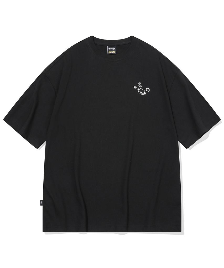 CPGN STUDIO [Cpgn X Kakao Friends] Universe Chunsik Embroidered Short Sleeve T-Shirt Black