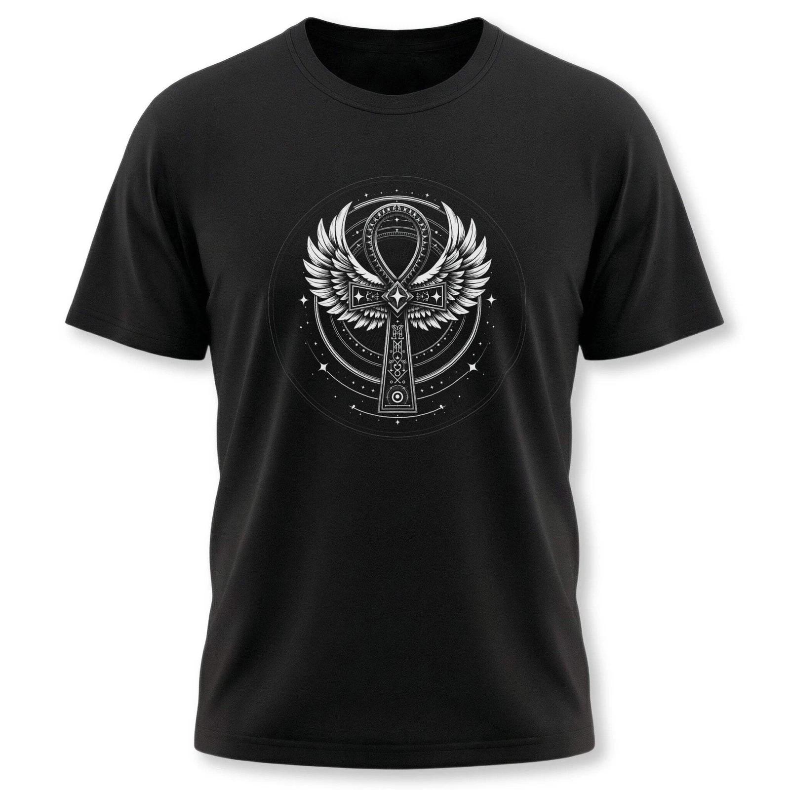 Ankh Egyptian Symbol T-Shirt | Ancient Winged Cross Symbolic Design Tee M