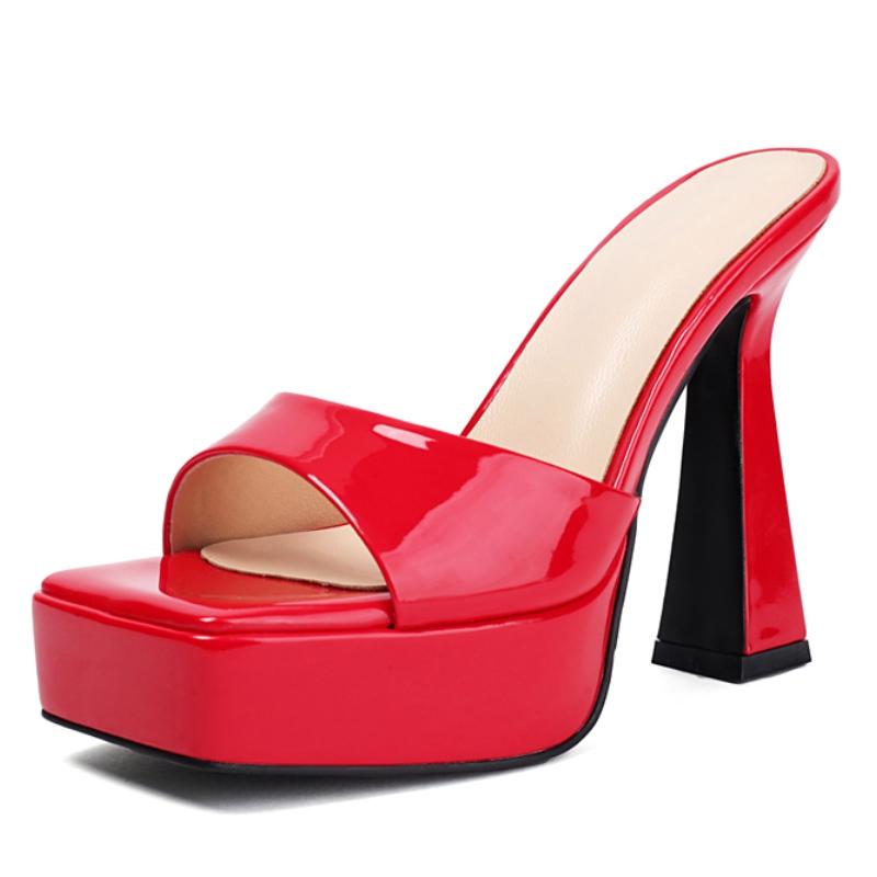 Sexy Dámské Pantofle Peep toe Vysoké Podpatky Platforma Mules Letní Boty 2025 Venkovní Designérské Luxusní Zlaté Stříbrné Růžové Nazouvací Dámské