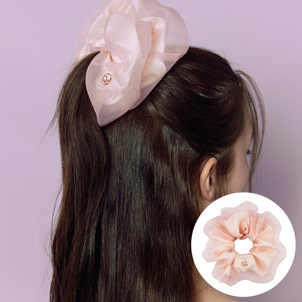 

[Rosemont] Organza Hair Scrunchie Pink Ra24B06L