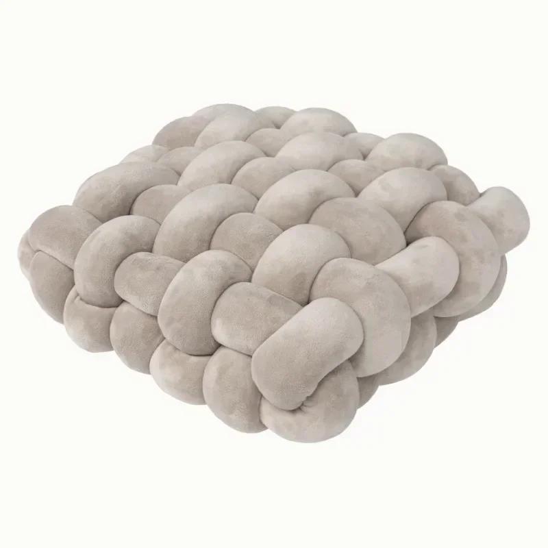 Knotted Square Cushion Nordic Aesthetic Stuffed Pillow Office Chair Decorative Plush Pillow Sleeping Back Knot Hand-made Cushion