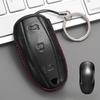 Genuine Leather Car Smart Key Fob Case Cover Keychain For Tesla Model S