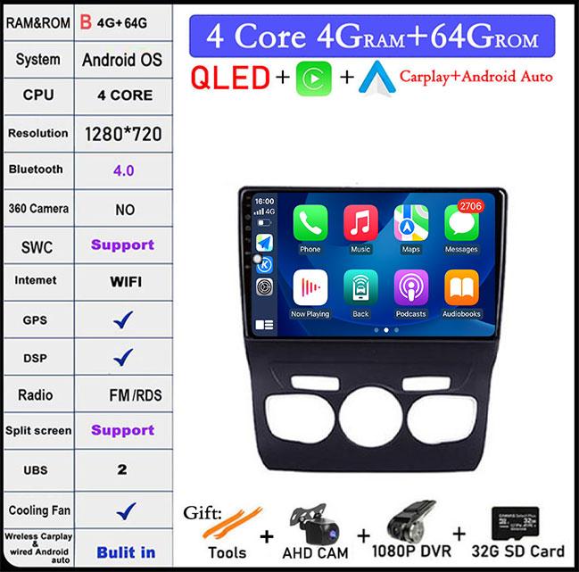 10.1'' Android 14 For Citroen C4 C4L DS4 2013 - 2016 Car Acesssories Navigation GPS Car Radio Multimedia Video Player 4G LTE