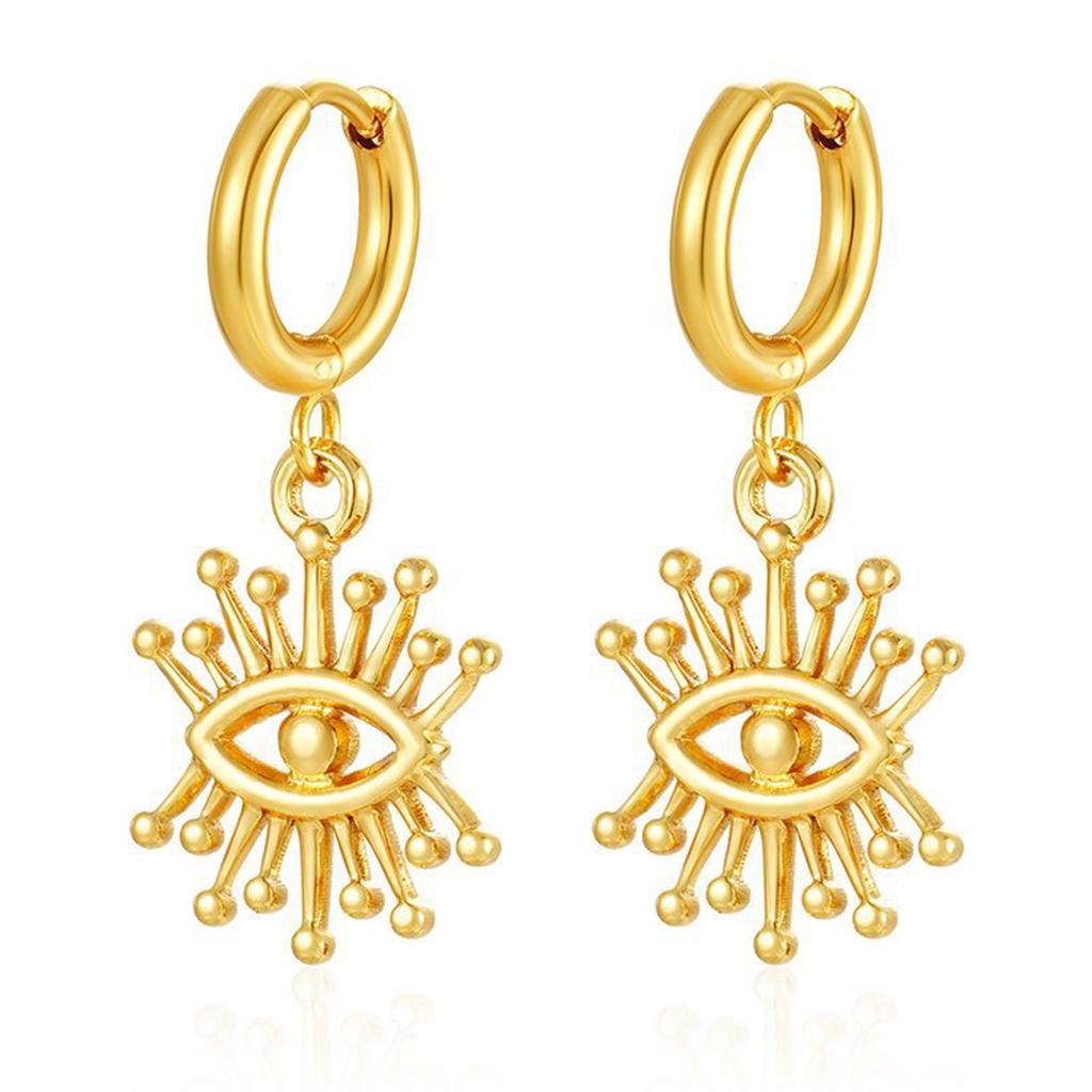 316L Stainless Steel Eye Pendant Earrings For Women Drop Hoop Earrings Vintage Metal Small Ears Piercing Charm Zircon Gifts