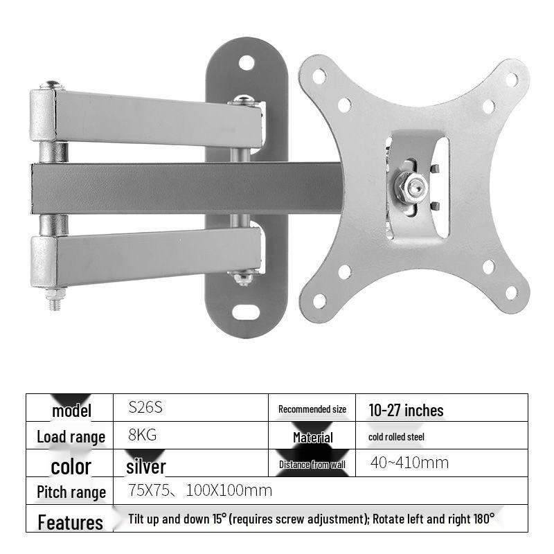 Universal Adjustable LCD Monitor & TV Wall Mount with Retractable, Rotating Arm