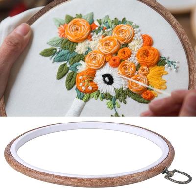 Round Circle Embroidery Hoop Plastic 8.27 Inch Embroidery Frame Imitated Wood Cross Stitch Hoop Hand Embroidery