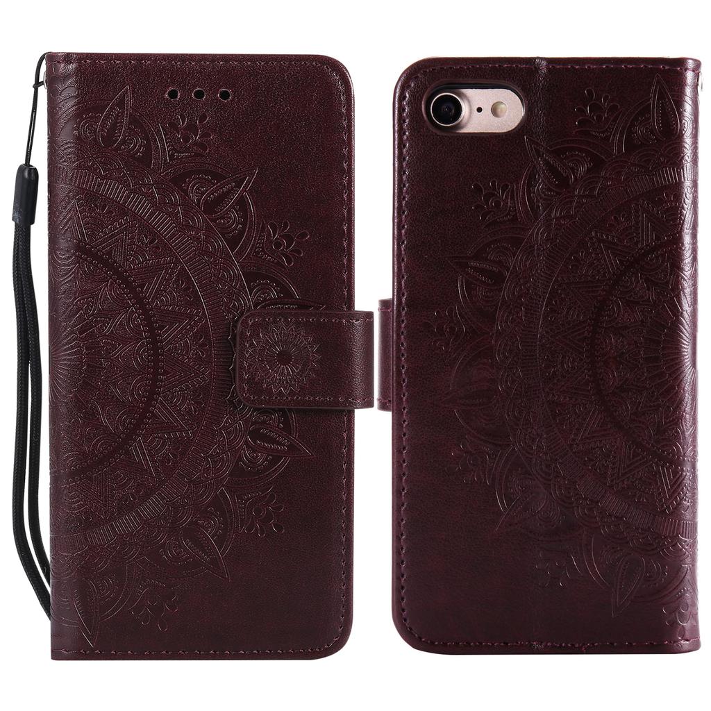 For iPhone 16e Stand Case Imprinted Totem PU Leather Wallet Phone Cover