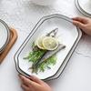 Clearance, Export European Nordic Household Set Ceramic Tableware Simple Black Edge Black Line Tableware Dishes And Plates
