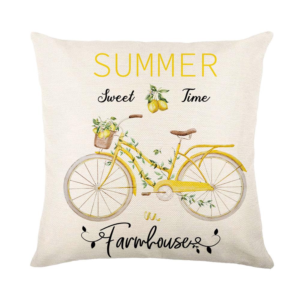 New Spring and Summer Pillow Cases Linen Yellow Lemon Truck Print Home Pillow Cushion Combination