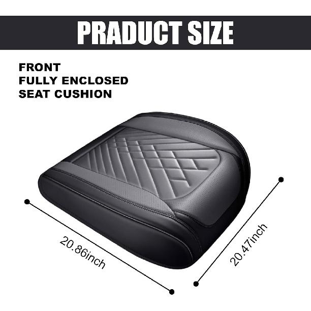 Leather Front Car Seat Covers, Anti-Slip Breathable Bottom Car Seat Protector, Full Wrapping Comfortable Edge Automotive Seat Covers, Fits Cars,