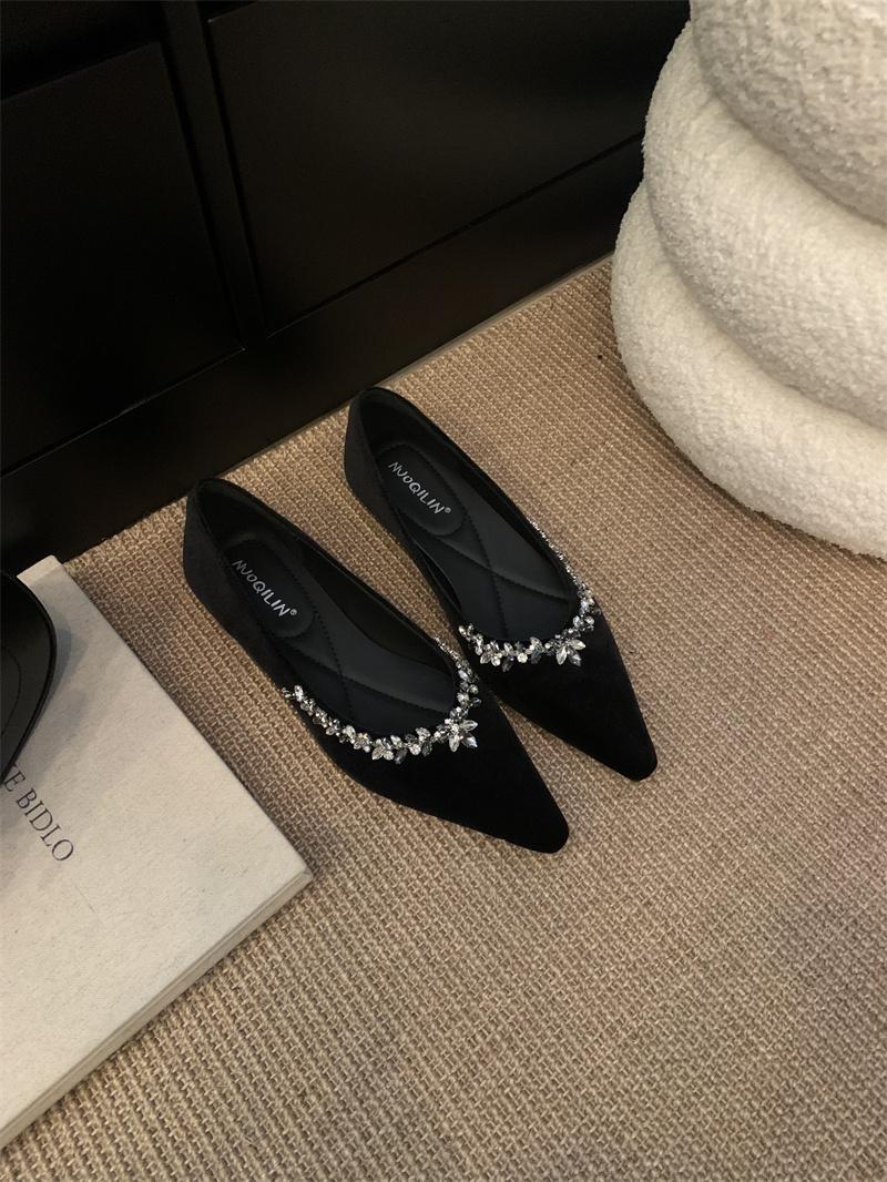 

Fashion Flat Shoes for Women Spring Autumn 2025 Diamond Pointed Shallow Loafers Women Luxury Shoes Ladies Zapatillas Mujer 35