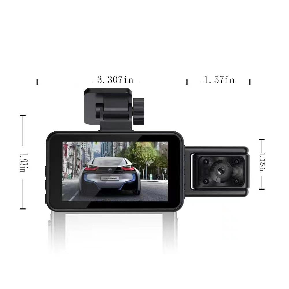 3-Zoll HD Dashcam: WLAN, Weitwinkel, Nachtsicht, Dreifachaufnahme, Rückfahrbild