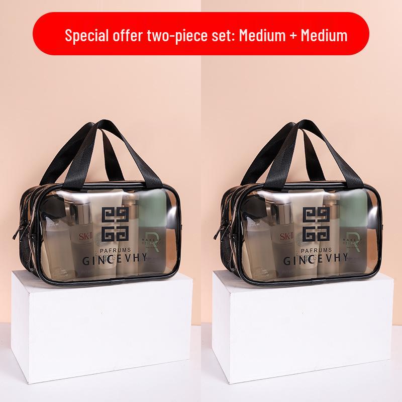 Women's Portable Waterproof Makeup Bag, Large Capacity Travel Toiletry Organizer, Transparent Wet and Dry Separation, Super Hot 2021.