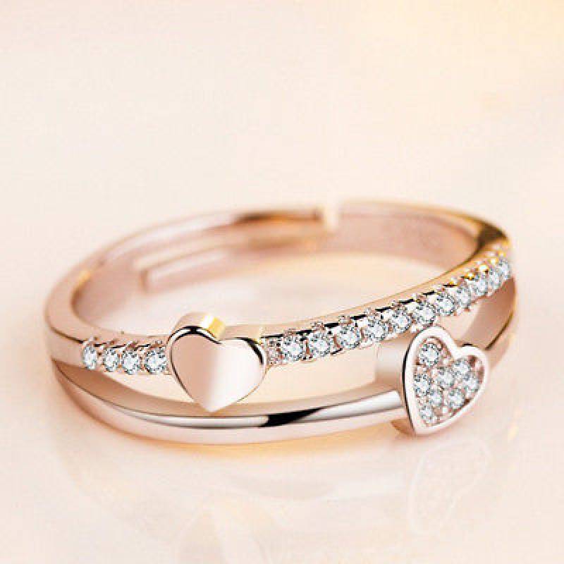 

Adjustable Ring Opening Heartshaped Lady Couple Fashion Simple Beautiful And розового золота