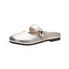 Lightweight and versatile one-pedal bag head slippers women's summer flat-bottomed slippers comfortable metal buckle half drag