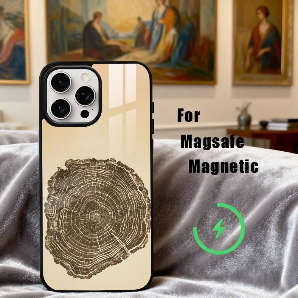 Art W-Wood G-Grain Natural Phone Case For iPhone17,16,15,14,13,12,11 Plus,Pro Max Magnetic For Magsafe Wireless Charging