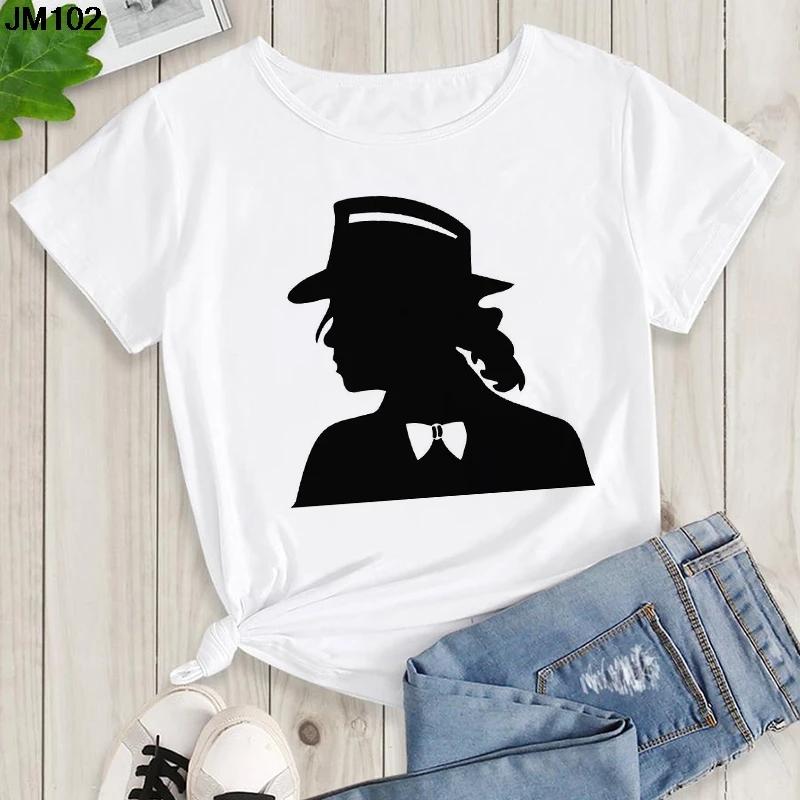 Mens and Kids Summer Shirt Pop King Michael Jackson Womens Printed Shirt Harajuku Casual White Top Womens Trendy Rock Shirt