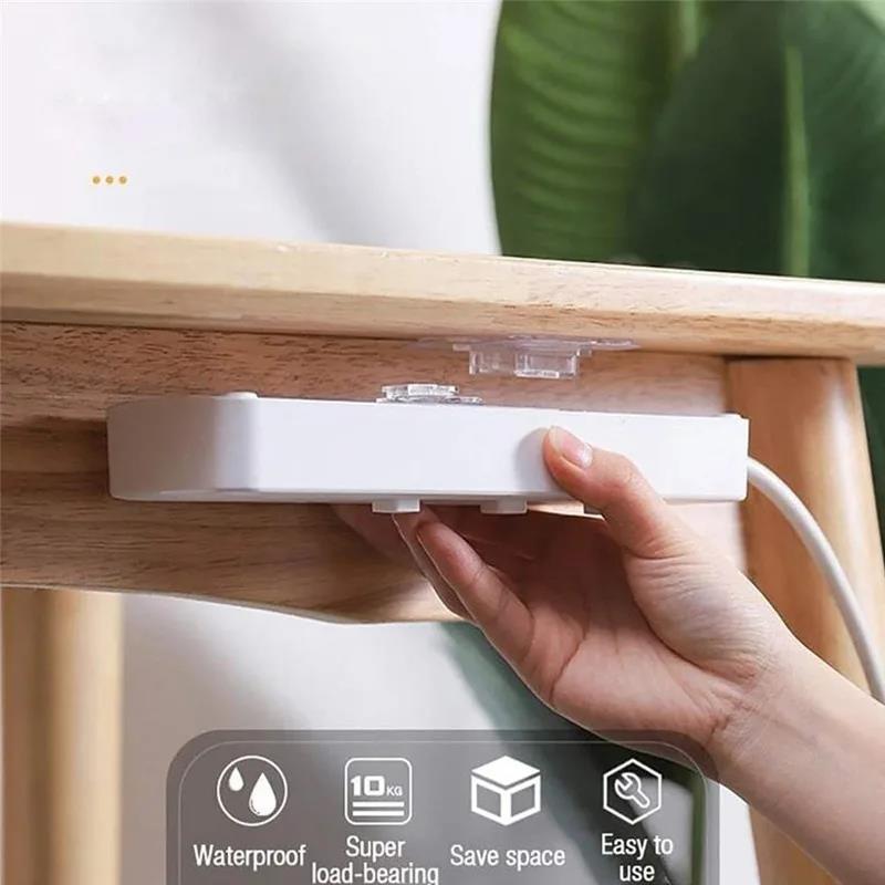 2-40PCS Cable Organizer Clips Double-Sided Adhesive Wall Hook Hanger Strong Transparent Suction Cup Wall Holder For Kitchen Bath