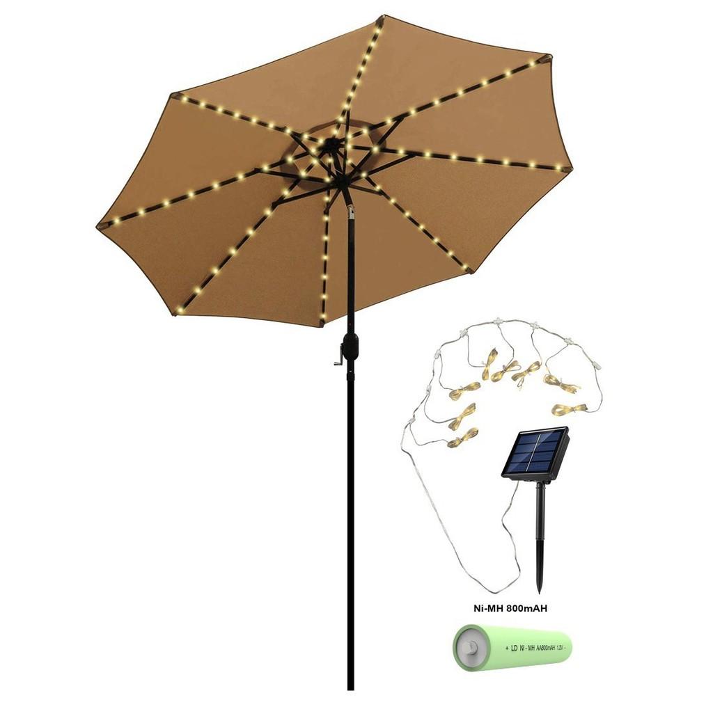 Outdoor Sun Umbrella Light String With Remote Control Waterproof Rgb For Camping Decor