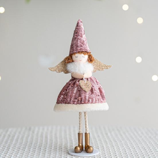 Christmas Angel Doll Ornament Handcrafted Fabric Angel Doll Plush Fairy Elf Figurine for Christmas Party New Year Birthday Wedding Decor