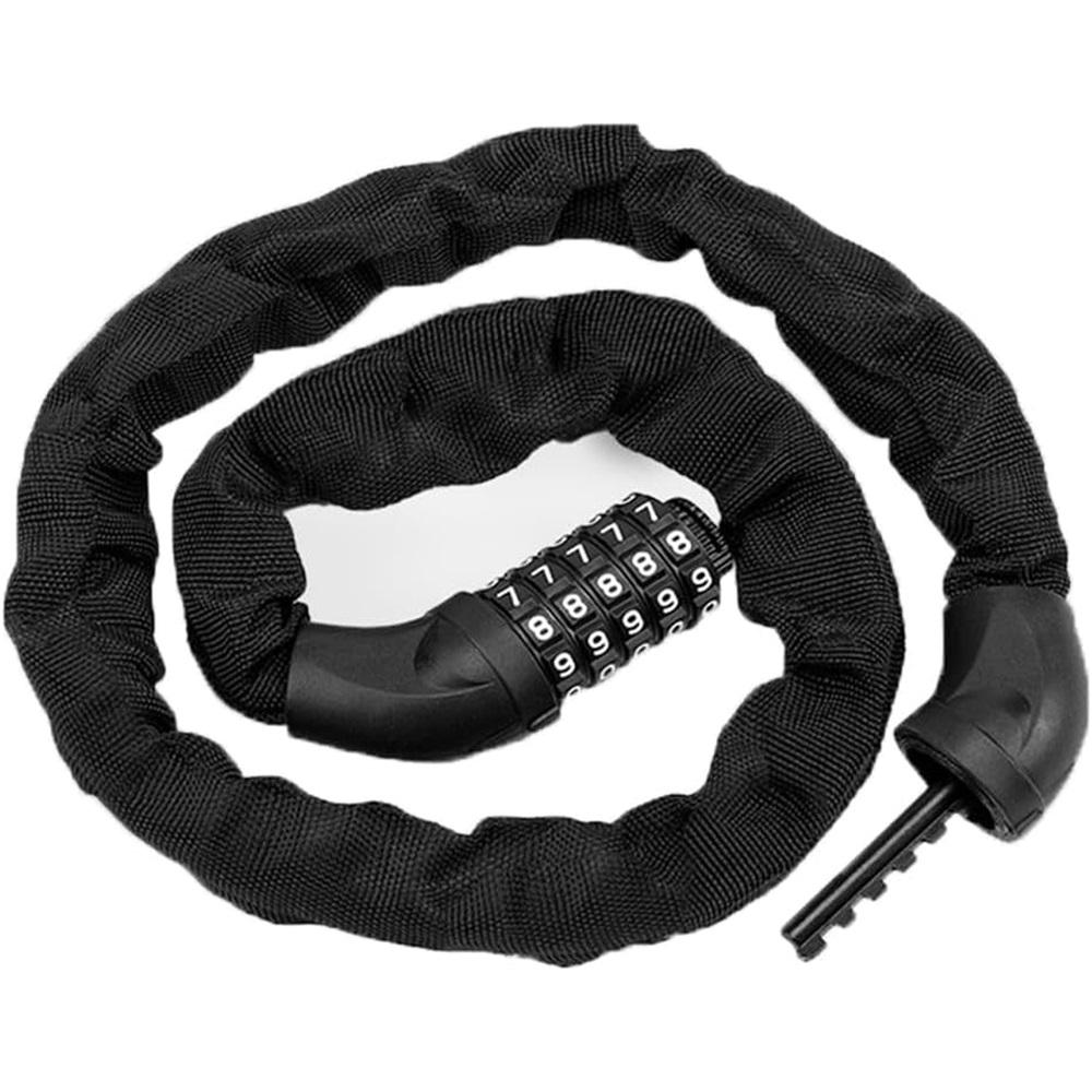 Bicycle lock combination, 1.2 meters x 6mm heavy-duty bike chain lock with 5-digit resettable code—high-security anti-cut bicycle lock