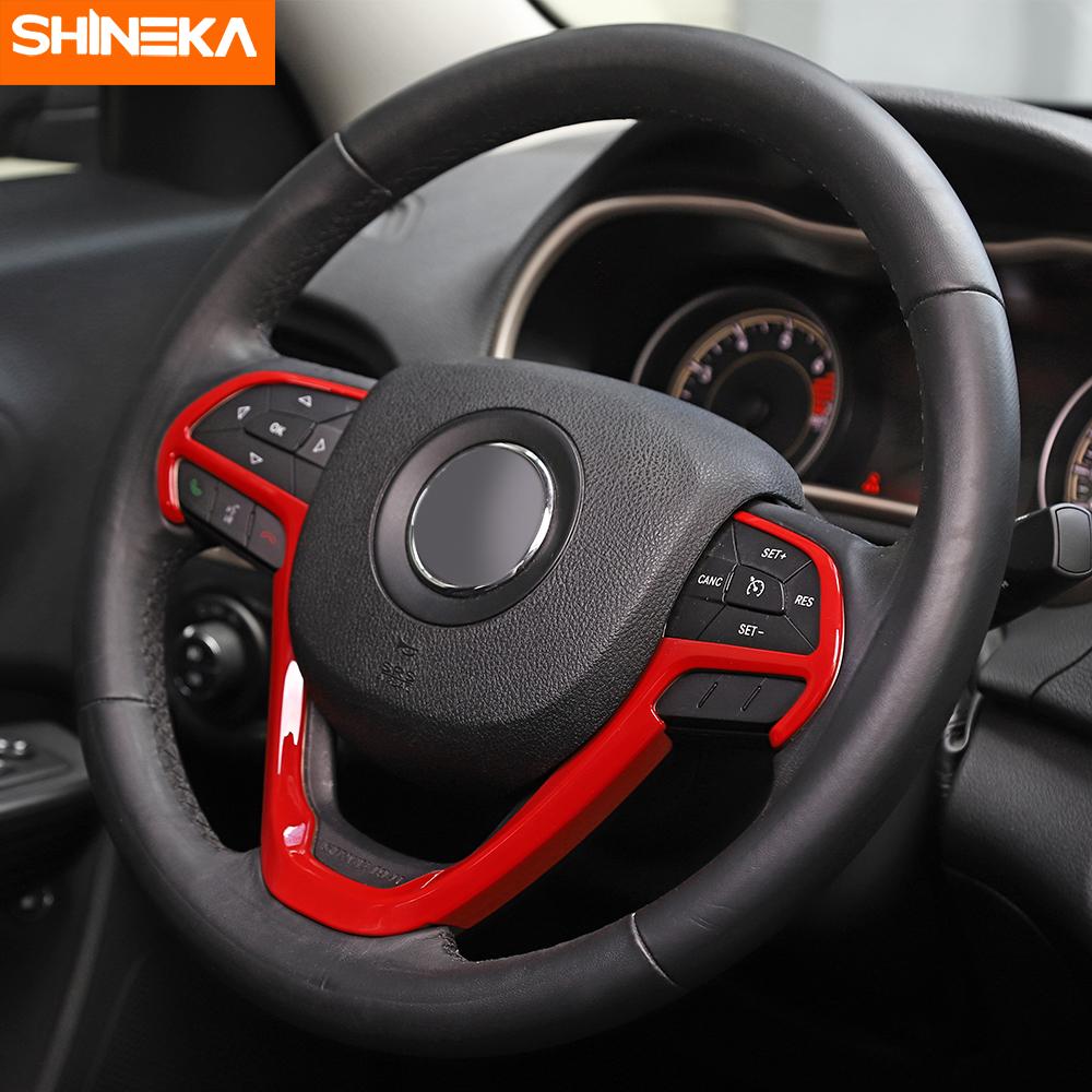 SHINEKA Interior Stickers For Jeep Cherokee 2014+ Car Steering Wheel Decoration Cover Accessories For Jeep Grand Cherokee