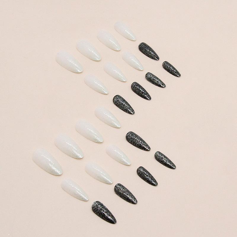 Almond Nail Sweet Cool Flash Nail Art European and American Fashion ins Style Fake Nail Finished Nail Art 24 Pieces