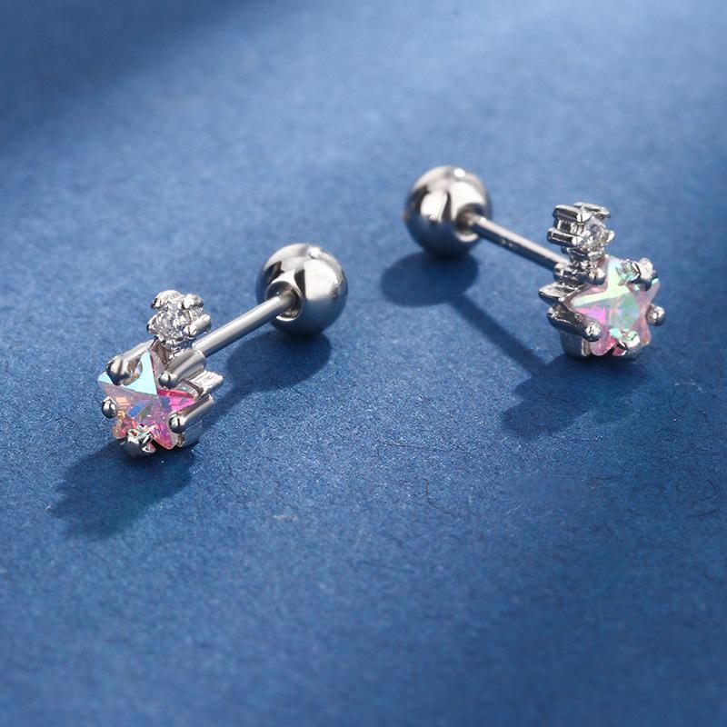 1 Paire Boucles d'Oreilles Puces Étoile Zircon pour Femmes Filles Clou d'Oreille Os d'Oreille Bijoux d'Oreille Bijoux de Fête Accessoires Cadeaux