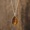 Hot-selling simple natural stone water drop pendant copper-plated real gold necklace couple daily jewelry gifts