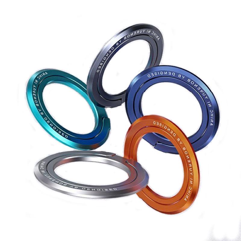 Ultra-Thin MagSafe Magnetic Phone Holder - Metal Folding Desktop Stand with Strong Suction and Finger Ring Buckle